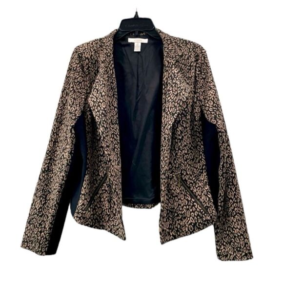 Chico’s Leopard Cheetah Moto Blazer Size 2 / Large (12) - Picture 1 of 10